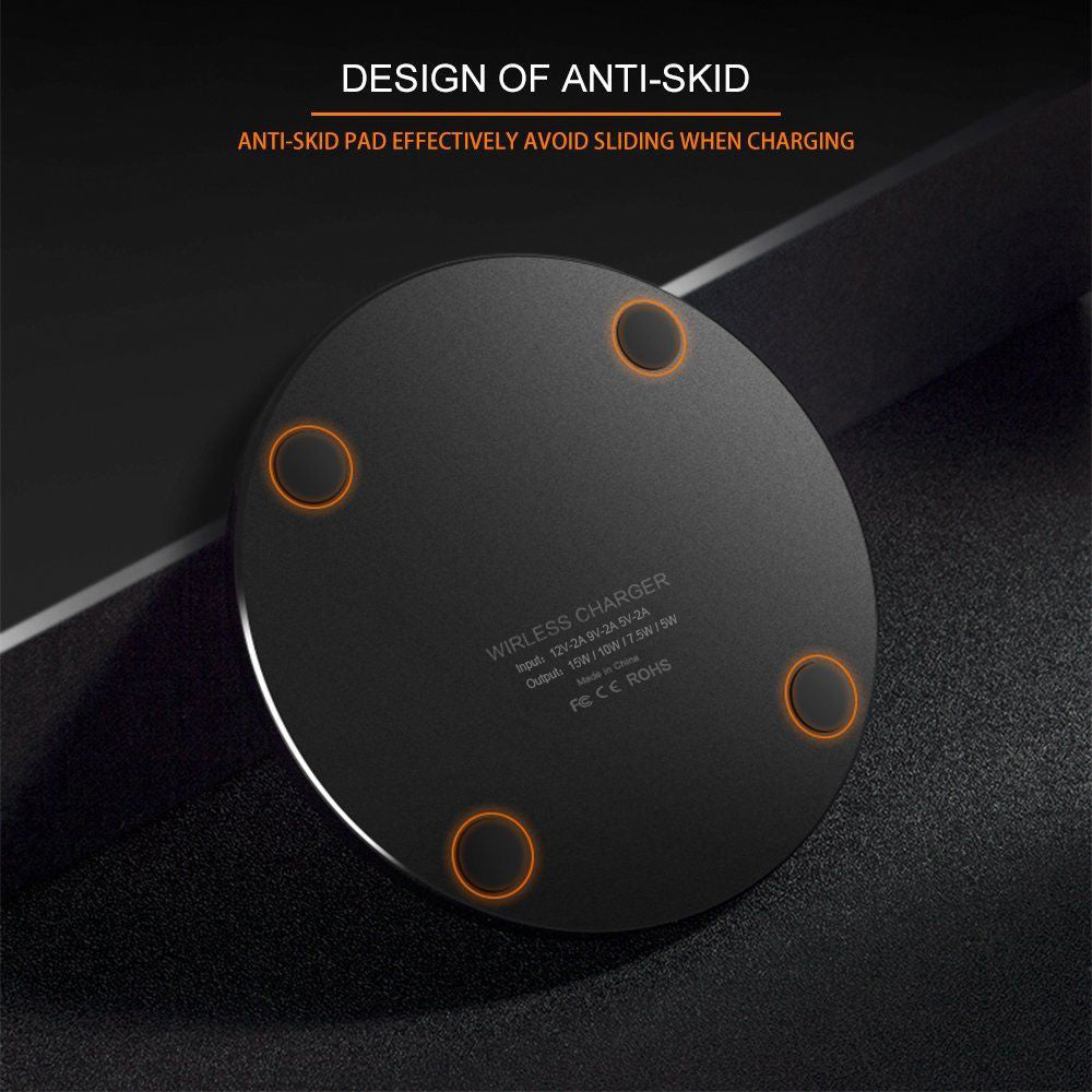 Wireless Charger 15W Fast Charge Aluminum Wireless Charging Pad Compatible with Iphone 16 15 14 13 12 11/XS/XR/8, Samsung Galaxy S25/S24/S23 S22/S21, Note 20/10