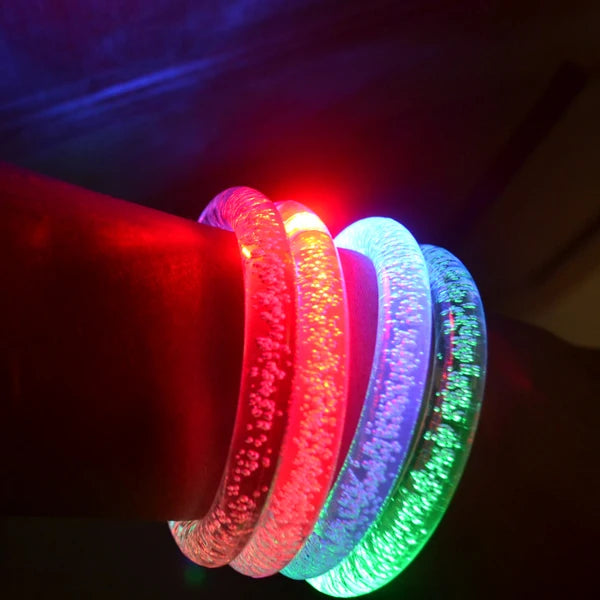 Bubble LED Bracelet 8"Premium Led Light  Flashing Bubble LED Bracelet 4Pc