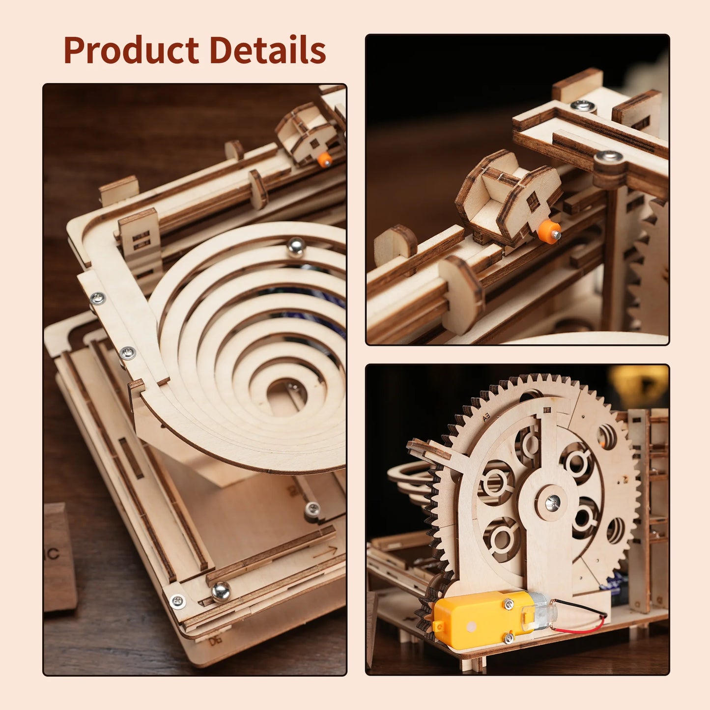 wooden 3d puzzle DIY Building blocks Kit Montessori Educational Toys Best marble run board games for adults giftly For Kids