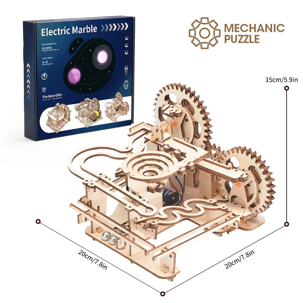 wooden 3d puzzle DIY Building blocks Kit Montessori Educational Toys Best marble run board games for adults giftly For Kids