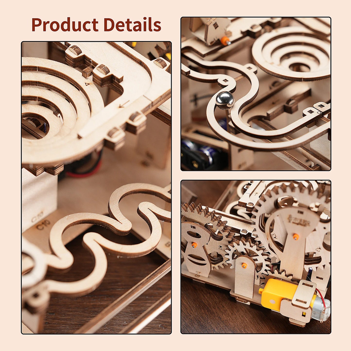 wooden 3d puzzle DIY Building blocks Kit Montessori Educational Toys Best marble run board games for adults giftly For Kids