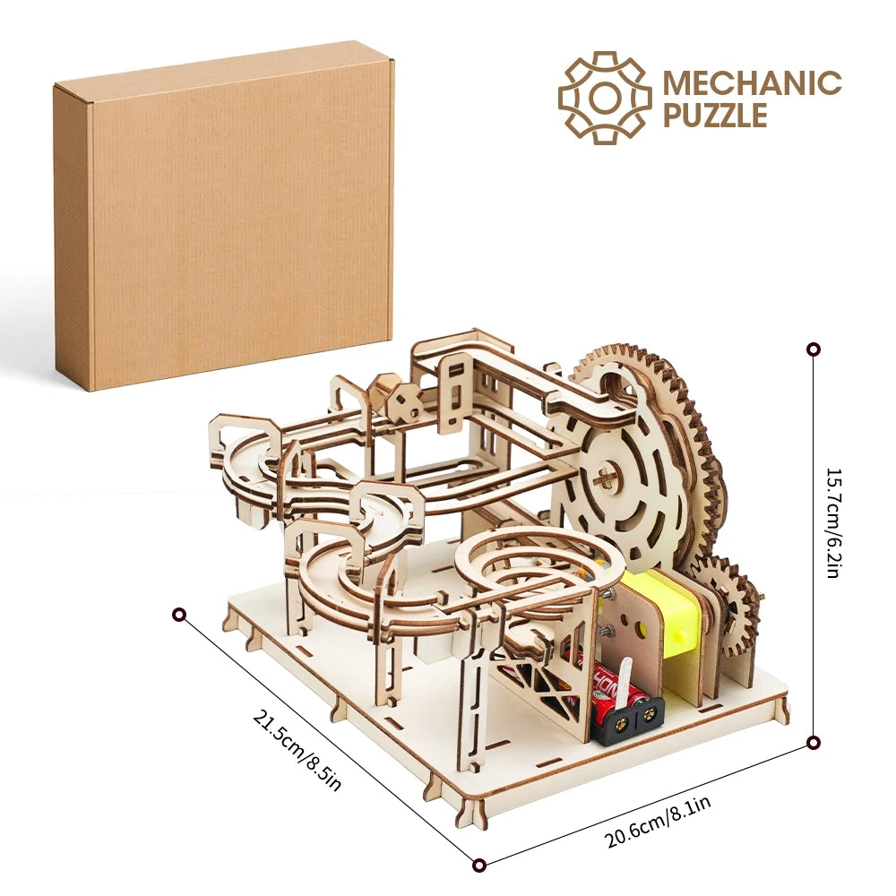 wooden 3d puzzle DIY Building blocks Kit Montessori Educational Toys Best marble run board games for adults giftly For Kids