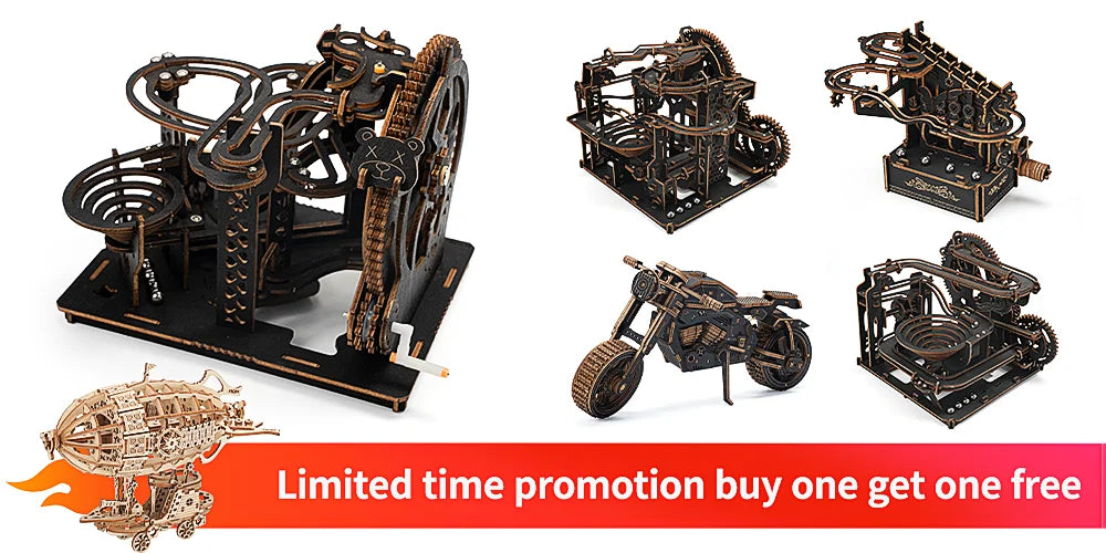 wooden 3d puzzle DIY Building blocks Kit Montessori Educational Toys Best marble run board games for adults giftly For Kids